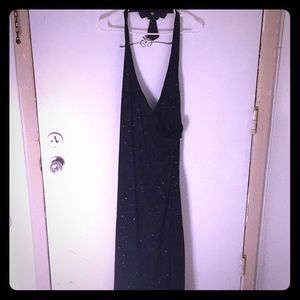 NWT - Black Sparkly Halter Dress with Back Slit